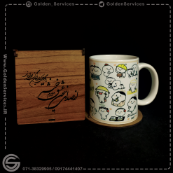 چاپ جعبه چوبی لیوان - طرح شعر